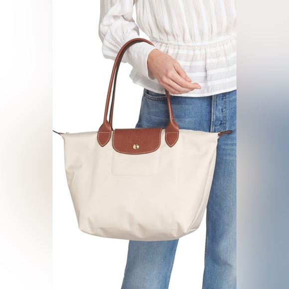 Longchamp Medium Le Pliage Nylon Shoulder Tote Navy or Black and Paper - Picture 14 of 16